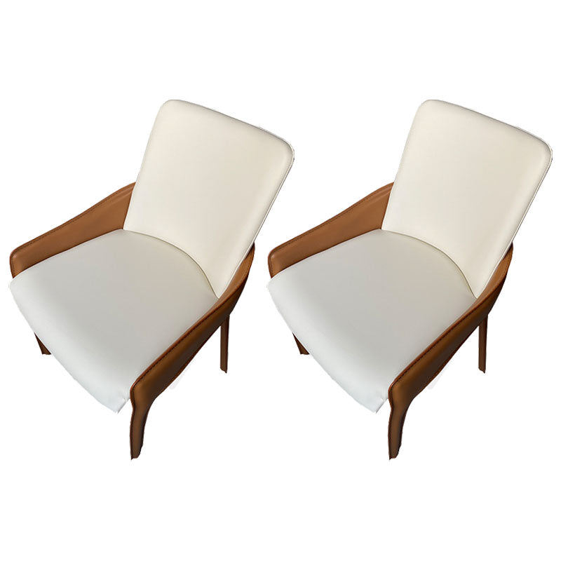 Modern Style Arm Chair Faux Leather Dining Chair for Dining Room White 2 Piece Set Clearhalo 'Dining Chairs' 'Dining Tables & Seating' 'dining_chair' 'furn' 'furn_dining_chair' 'Furniture' 'furniture_dining_chair' 'Kitchen & Dining Furniture' 5004525