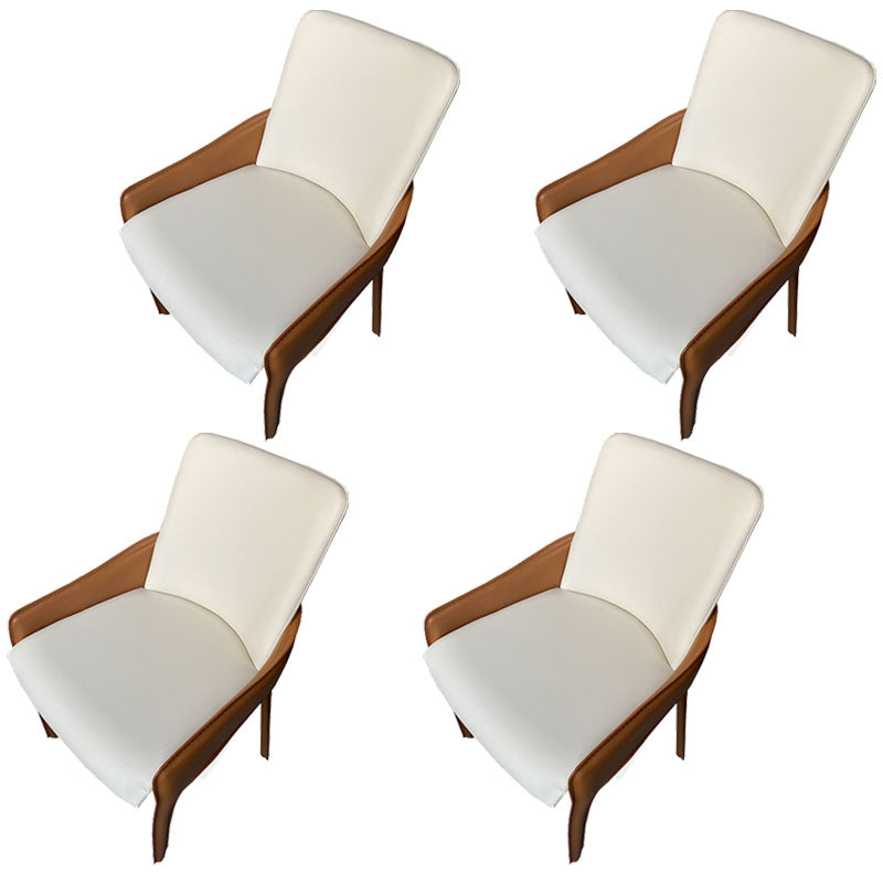 Modern Style Arm Chair Faux Leather Dining Chair for Dining Room White 4 Piece Set Clearhalo 'Dining Chairs' 'Dining Tables & Seating' 'dining_chair' 'furn' 'furn_dining_chair' 'Furniture' 'furniture_dining_chair' 'Kitchen & Dining Furniture' 5004526