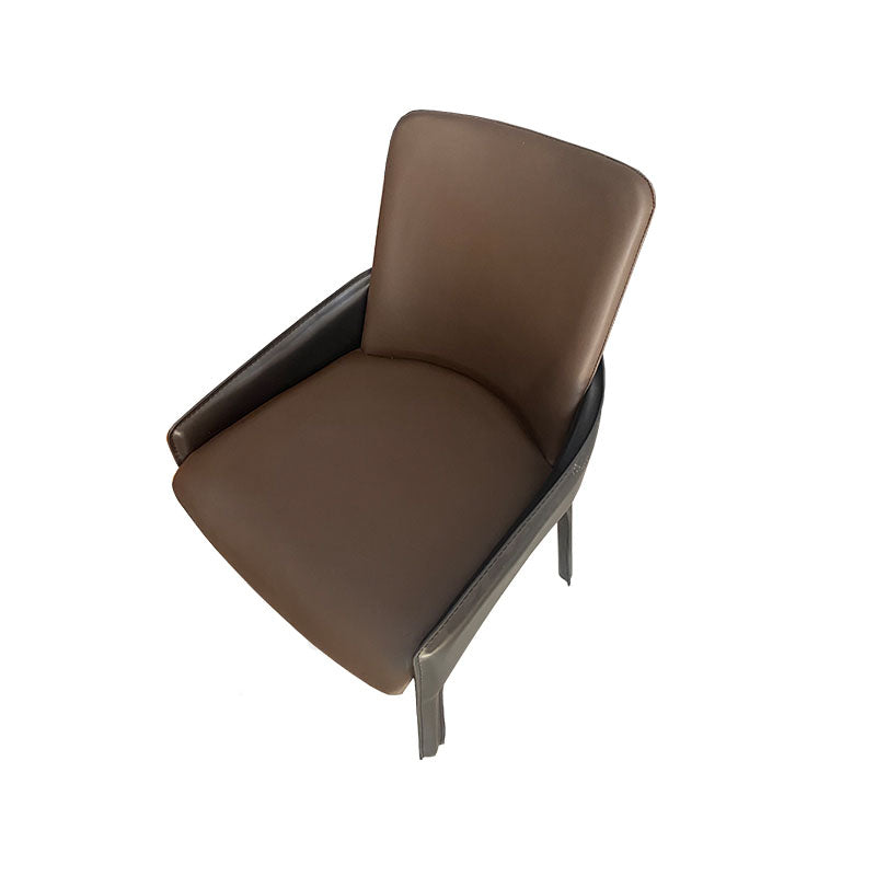 Modern Style Arm Chair Faux Leather Dining Chair for Dining Room Brown 1 Piece Clearhalo 'Dining Chairs' 'Dining Tables & Seating' 'dining_chair' 'furn' 'furn_dining_chair' 'Furniture' 'furniture_dining_chair' 'Kitchen & Dining Furniture' 5004527