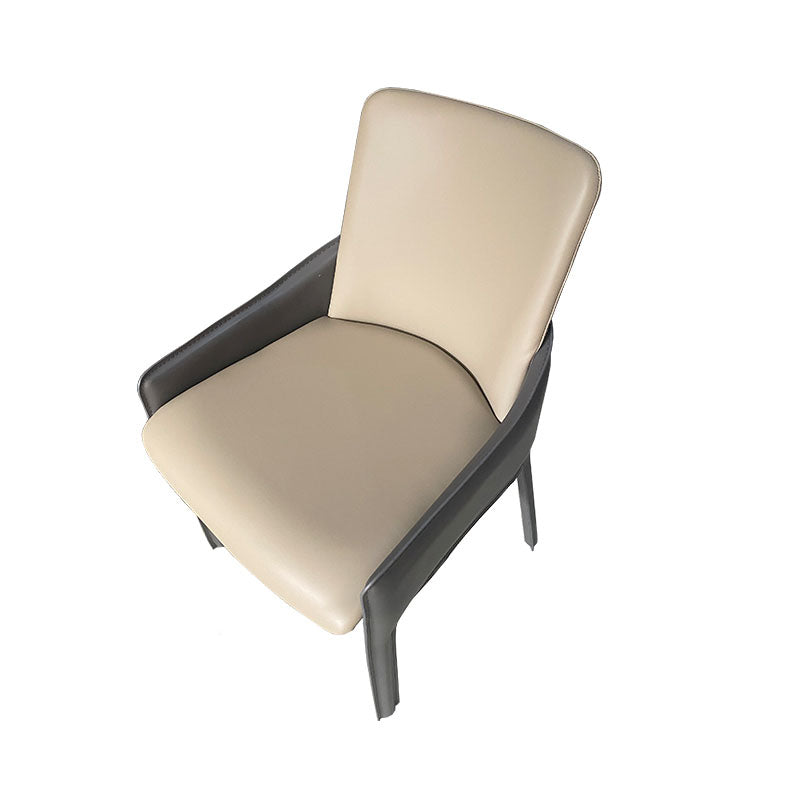 Modern Style Arm Chair Faux Leather Dining Chair for Dining Room Beige 1 Piece Clearhalo 'Dining Chairs' 'Dining Tables & Seating' 'dining_chair' 'furn' 'furn_dining_chair' 'Furniture' 'furniture_dining_chair' 'Kitchen & Dining Furniture' 5004533