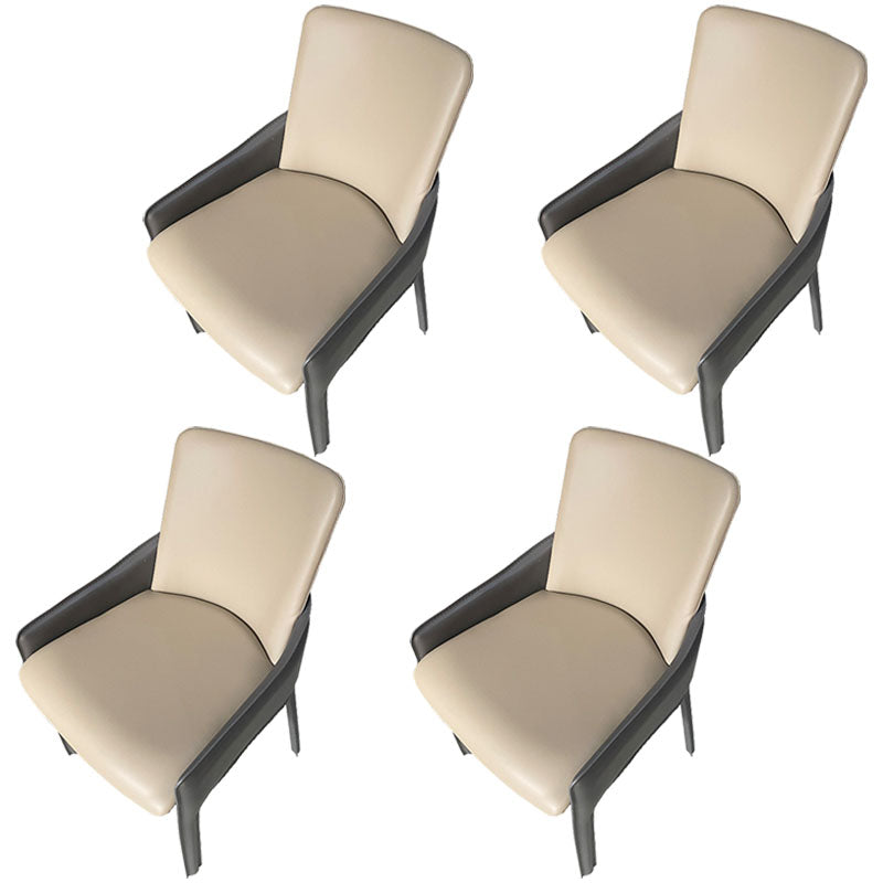 Modern Style Arm Chair Faux Leather Dining Chair for Dining Room Beige 4 Piece Set Clearhalo 'Dining Chairs' 'Dining Tables & Seating' 'dining_chair' 'furn' 'furn_dining_chair' 'Furniture' 'furniture_dining_chair' 'Kitchen & Dining Furniture' 5004535