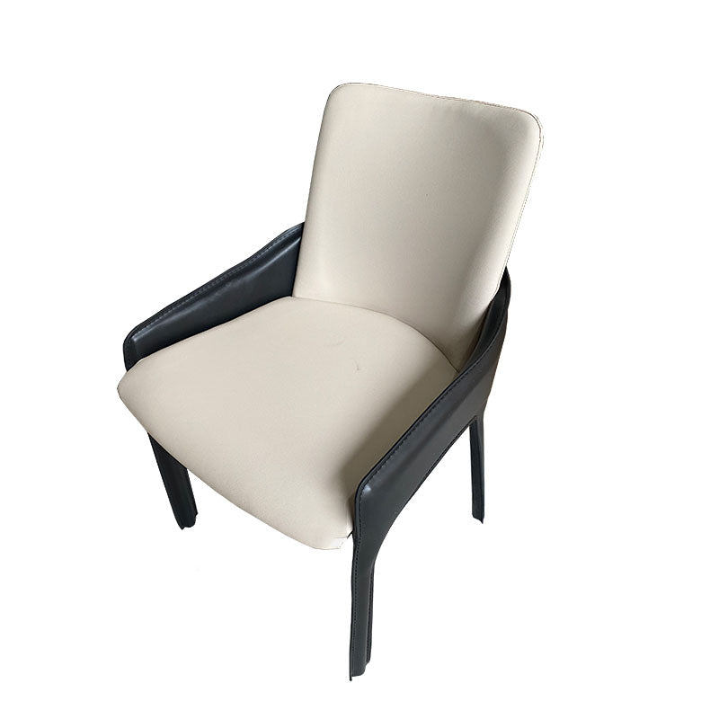 Modern Style Arm Chair Faux Leather Dining Chair for Dining Room Off-White 1 Piece Clearhalo 'Dining Chairs' 'Dining Tables & Seating' 'dining_chair' 'furn' 'furn_dining_chair' 'Furniture' 'furniture_dining_chair' 'Kitchen & Dining Furniture' 5004536