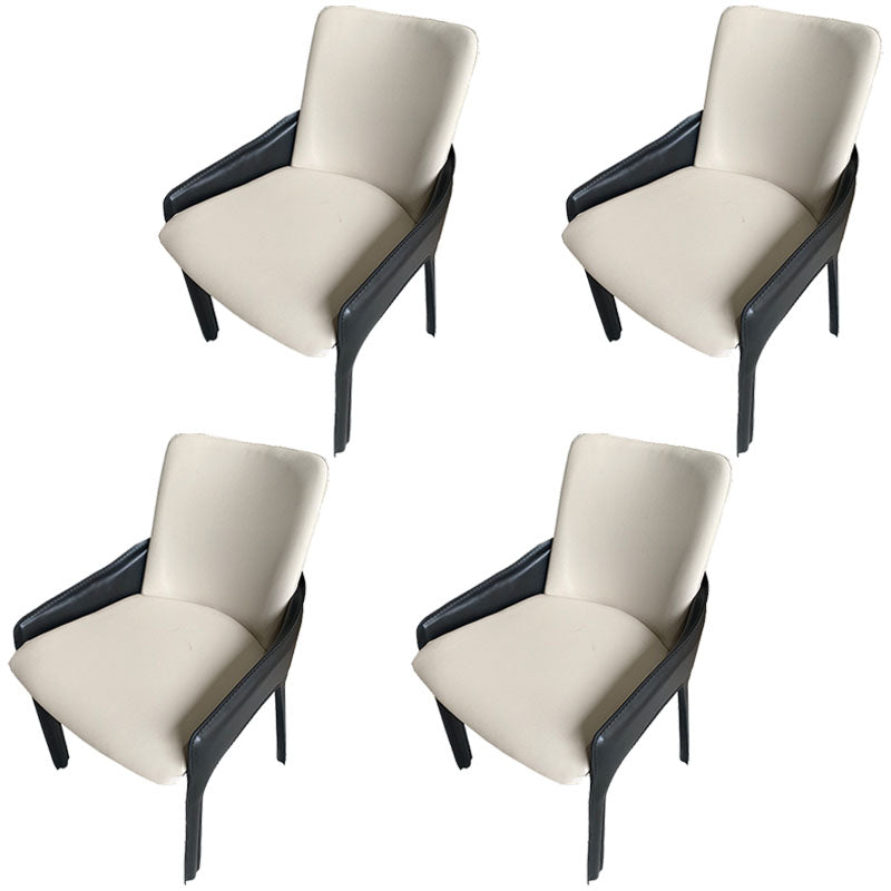 Modern Style Arm Chair Faux Leather Dining Chair for Dining Room Off-White 4 Piece Set Clearhalo 'Dining Chairs' 'Dining Tables & Seating' 'dining_chair' 'furn' 'furn_dining_chair' 'Furniture' 'furniture_dining_chair' 'Kitchen & Dining Furniture' 5004538