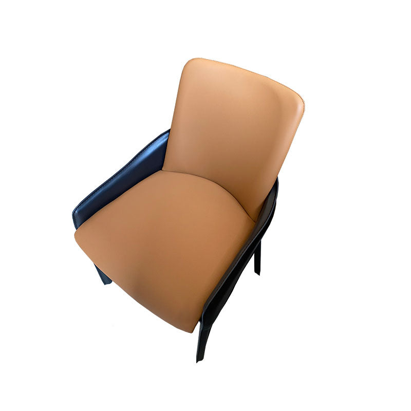 Modern Style Arm Chair Faux Leather Dining Chair for Dining Room Orange 1 Piece Clearhalo 'Dining Chairs' 'Dining Tables & Seating' 'dining_chair' 'furn' 'furn_dining_chair' 'Furniture' 'furniture_dining_chair' 'Kitchen & Dining Furniture' 5004539