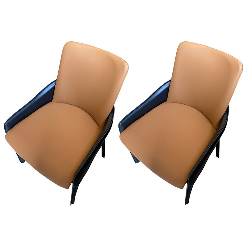Modern Style Arm Chair Faux Leather Dining Chair for Dining Room Orange 2 Piece Set Clearhalo 'Dining Chairs' 'Dining Tables & Seating' 'dining_chair' 'furn' 'furn_dining_chair' 'Furniture' 'furniture_dining_chair' 'Kitchen & Dining Furniture' 5004540