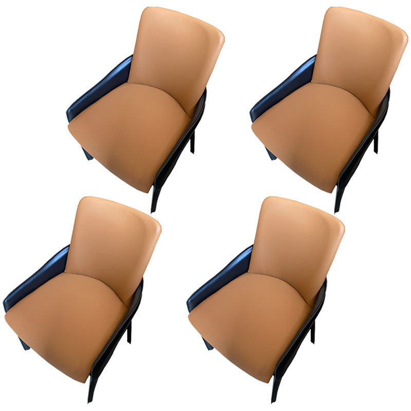 Modern Style Arm Chair Faux Leather Dining Chair for Dining Room Orange 4 Piece Set Clearhalo 'Dining Chairs' 'Dining Tables & Seating' 'dining_chair' 'furn' 'furn_dining_chair' 'Furniture' 'furniture_dining_chair' 'Kitchen & Dining Furniture' 5004541