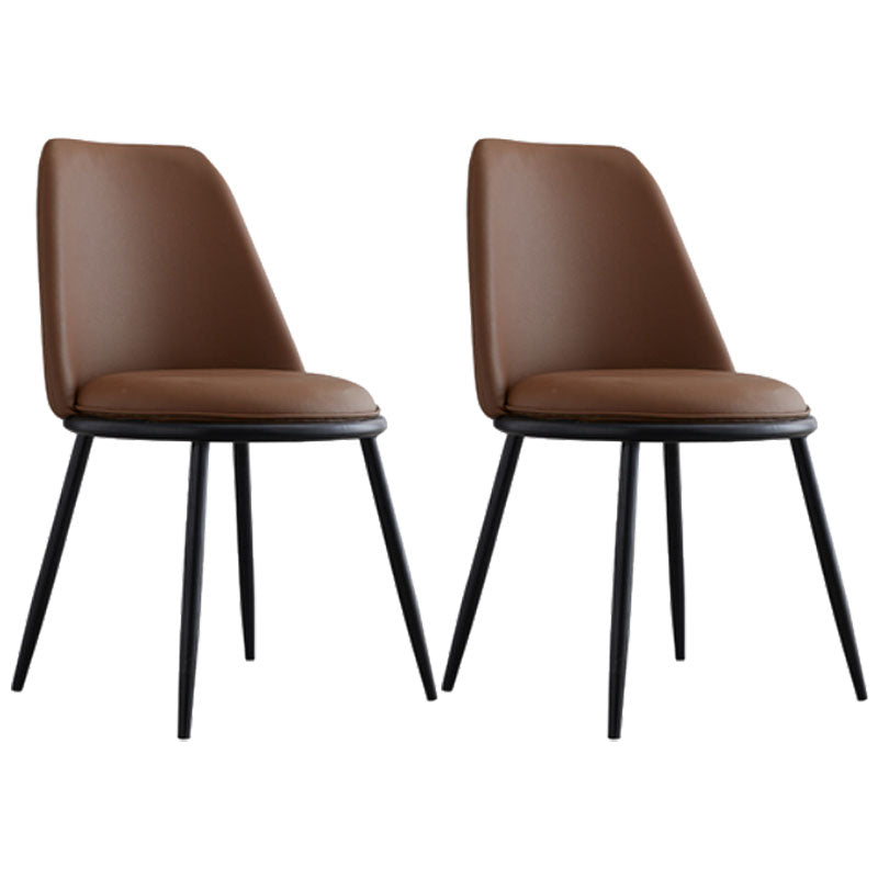 Modern Side Dining Chairs Entryway Dining Chairs for Dining Room Black-Brown 2 Piece Set Clearhalo 'Dining Chairs' 'Dining Tables & Seating' 'dining_chair' 'furn' 'furn_dining_chair' 'Furniture' 'furniture_dining_chair' 'Kitchen & Dining Furniture' 5004547