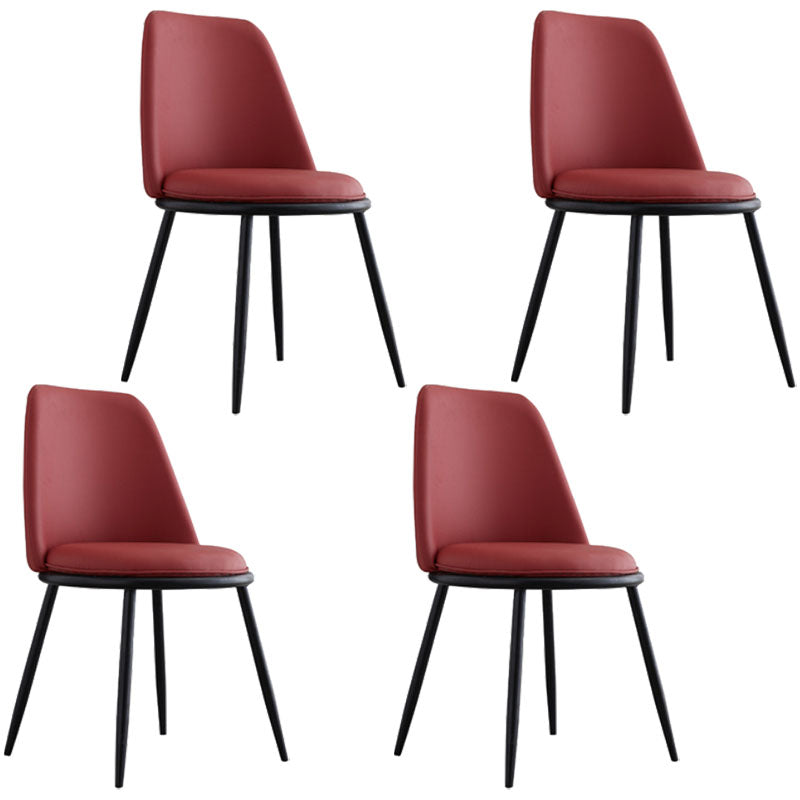 Modern Side Dining Chairs Entryway Dining Chairs for Dining Room Black-Red 4 Piece Set Clearhalo 'Dining Chairs' 'Dining Tables & Seating' 'dining_chair' 'furn' 'furn_dining_chair' 'Furniture' 'furniture_dining_chair' 'Kitchen & Dining Furniture' 5004554