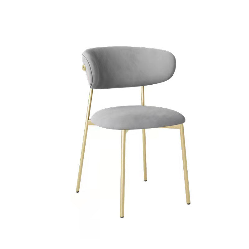 Glam Style Dining Chair Upholstered Open Back Dining Chair for Dining Room Gray-Gold 1 Piece Clearhalo 'Dining Chairs' 'Dining Tables & Seating' 'dining_chair' 'furn' 'furn_dining_chair' 'Furniture' 'furniture_dining_chair' 'Kitchen & Dining Furniture' 5004587
