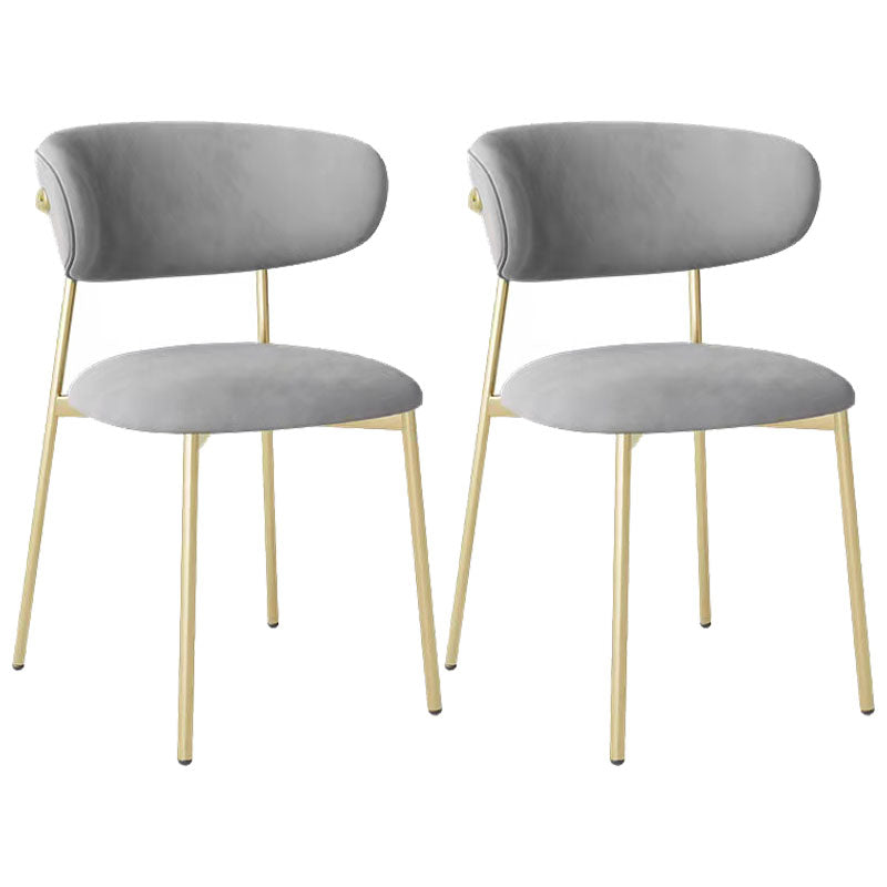 Glam Style Dining Chair Upholstered Open Back Dining Chair for Dining Room Gray-Gold 2 Piece Set Clearhalo 'Dining Chairs' 'Dining Tables & Seating' 'dining_chair' 'furn' 'furn_dining_chair' 'Furniture' 'furniture_dining_chair' 'Kitchen & Dining Furniture' 5004589