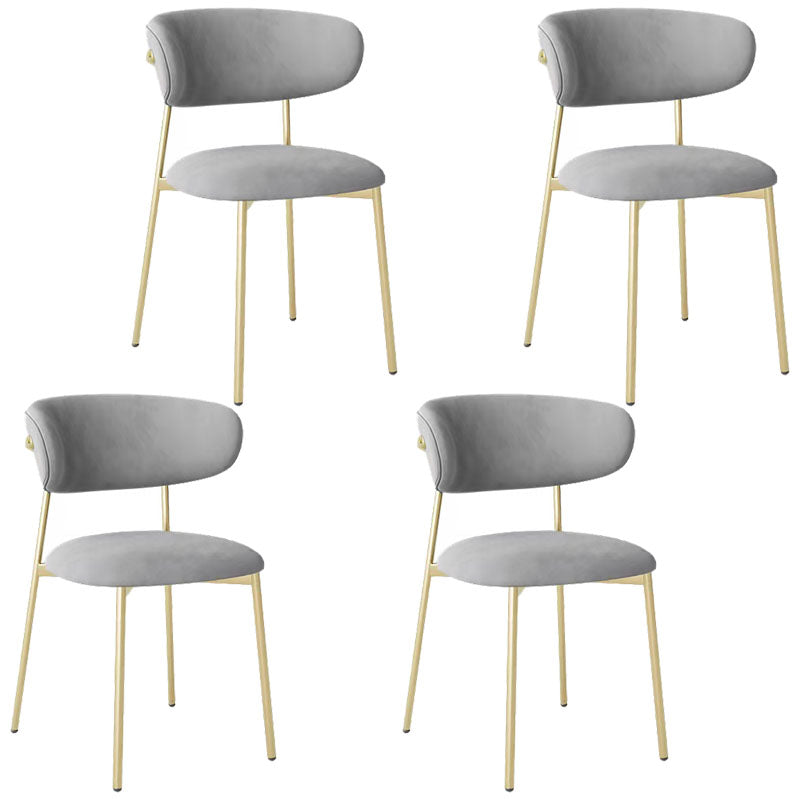 Glam Style Dining Chair Upholstered Open Back Dining Chair for Dining Room Gray-Gold 4 Piece Set Clearhalo 'Dining Chairs' 'Dining Tables & Seating' 'dining_chair' 'furn' 'furn_dining_chair' 'Furniture' 'furniture_dining_chair' 'Kitchen & Dining Furniture' 5004592