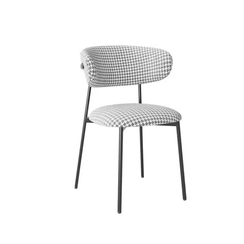Glam Style Dining Chair Upholstered Open Back Dining Chair for Dining Room Black White 1 Piece Clearhalo 'Dining Chairs' 'Dining Tables & Seating' 'dining_chair' 'furn' 'furn_dining_chair' 'Furniture' 'furniture_dining_chair' 'Kitchen & Dining Furniture' 5004594