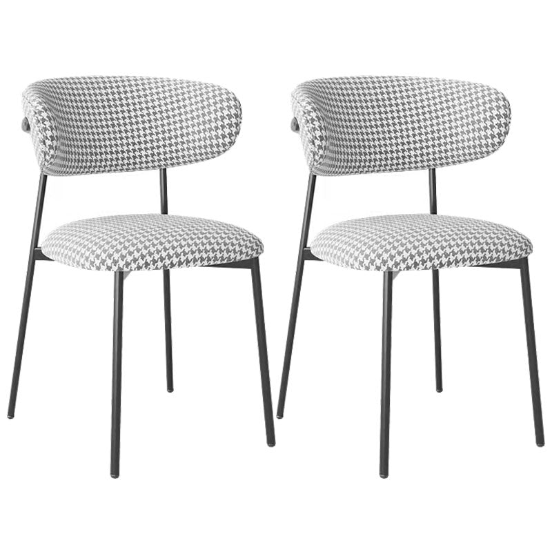 Glam Style Dining Chair Upholstered Open Back Dining Chair for Dining Room Black White 2 Piece Set Clearhalo 'Dining Chairs' 'Dining Tables & Seating' 'dining_chair' 'furn' 'furn_dining_chair' 'Furniture' 'furniture_dining_chair' 'Kitchen & Dining Furniture' 5004596
