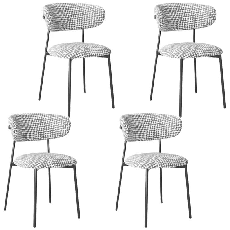 Glam Style Dining Chair Upholstered Open Back Dining Chair for Dining Room Black White 4 Piece Set Clearhalo 'Dining Chairs' 'Dining Tables & Seating' 'dining_chair' 'furn' 'furn_dining_chair' 'Furniture' 'furniture_dining_chair' 'Kitchen & Dining Furniture' 5004597
