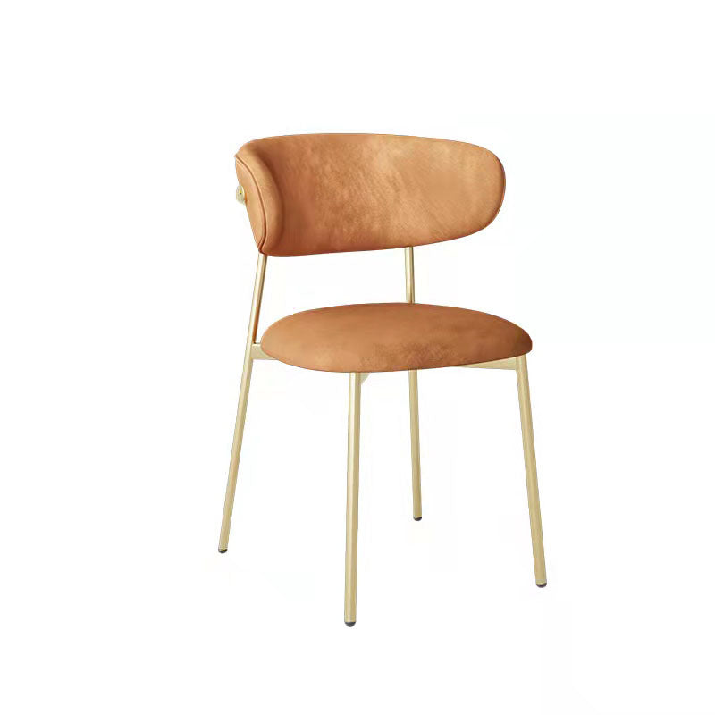 Glam Style Dining Chair Upholstered Open Back Dining Chair for Dining Room Orange Gold 1 Piece Clearhalo 'Dining Chairs' 'Dining Tables & Seating' 'dining_chair' 'furn' 'furn_dining_chair' 'Furniture' 'furniture_dining_chair' 'Kitchen & Dining Furniture' 5004604