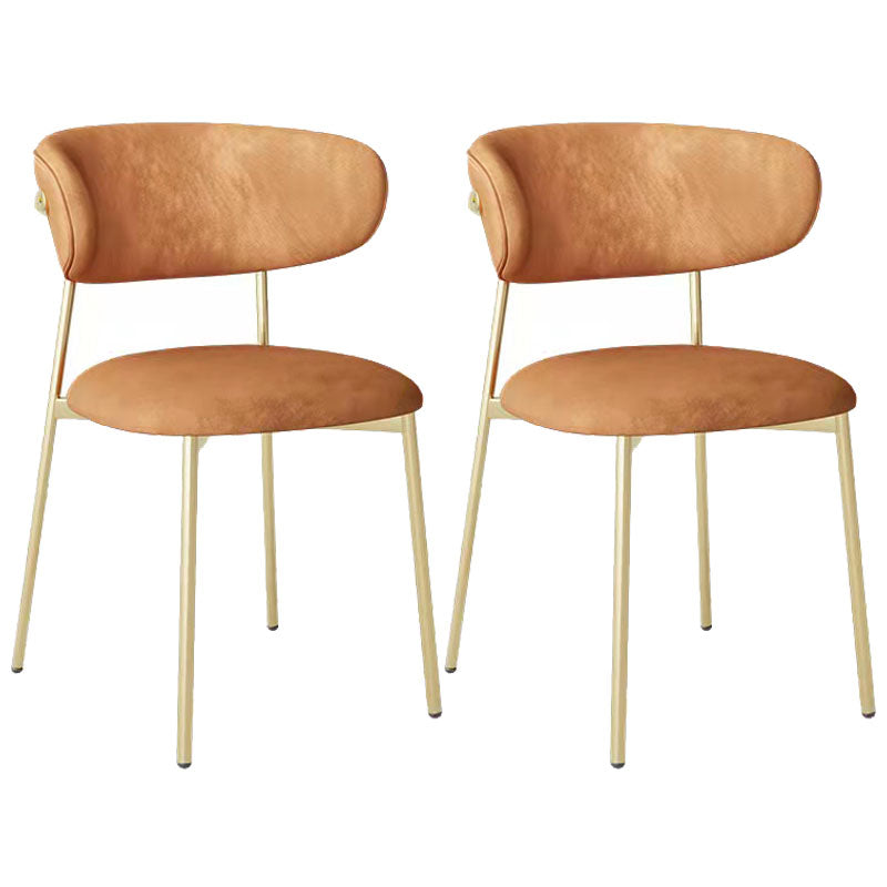 Glam Style Dining Chair Upholstered Open Back Dining Chair for Dining Room Orange Gold 2 Piece Set Clearhalo 'Dining Chairs' 'Dining Tables & Seating' 'dining_chair' 'furn' 'furn_dining_chair' 'Furniture' 'furniture_dining_chair' 'Kitchen & Dining Furniture' 5004605