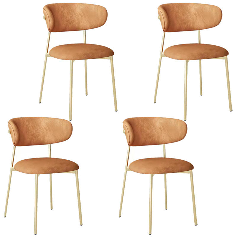 Glam Style Dining Chair Upholstered Open Back Dining Chair for Dining Room Orange Gold 4 Piece Set Clearhalo 'Dining Chairs' 'Dining Tables & Seating' 'dining_chair' 'furn' 'furn_dining_chair' 'Furniture' 'furniture_dining_chair' 'Kitchen & Dining Furniture' 5004606