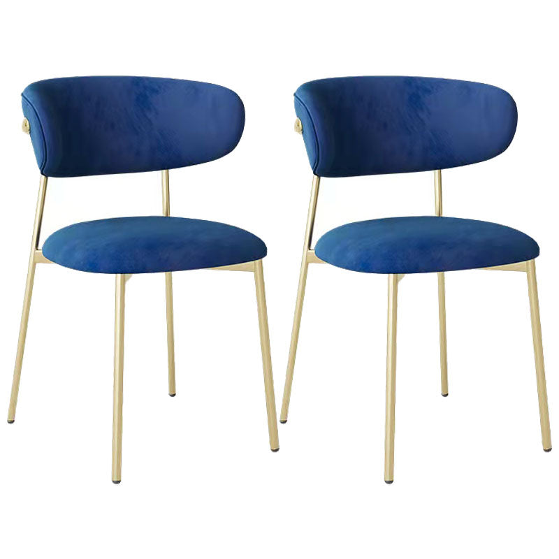 Glam Style Dining Chair Upholstered Open Back Dining Chair for Dining Room Blue Gold 2 Piece Set Clearhalo 'Dining Chairs' 'Dining Tables & Seating' 'dining_chair' 'furn' 'furn_dining_chair' 'Furniture' 'furniture_dining_chair' 'Kitchen & Dining Furniture' 5004608