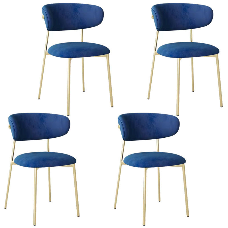 Glam Style Dining Chair Upholstered Open Back Dining Chair for Dining Room Blue Gold 4 Piece Set Clearhalo 'Dining Chairs' 'Dining Tables & Seating' 'dining_chair' 'furn' 'furn_dining_chair' 'Furniture' 'furniture_dining_chair' 'Kitchen & Dining Furniture' 5004609