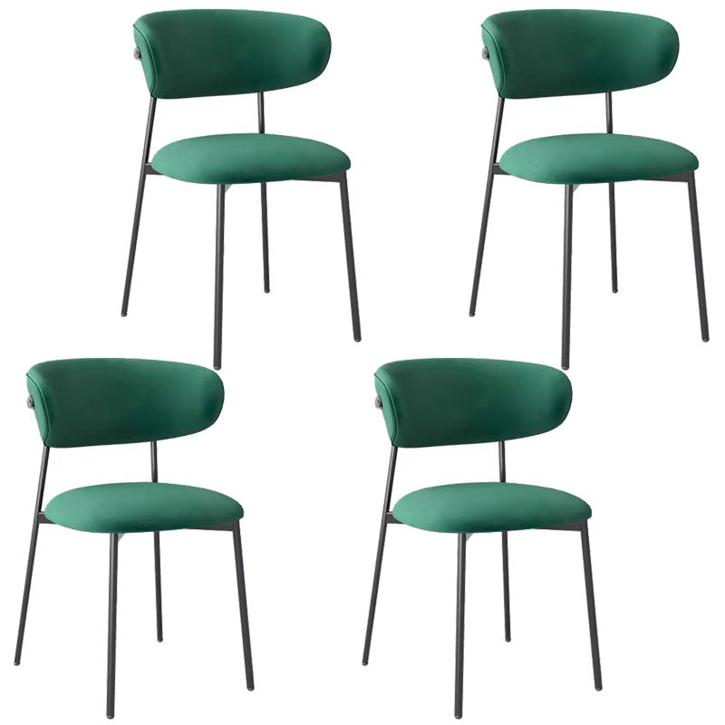 Glam Style Dining Chair Upholstered Open Back Dining Chair for Dining Room Black Green 4 Piece Set Clearhalo 'Dining Chairs' 'Dining Tables & Seating' 'dining_chair' 'furn' 'furn_dining_chair' 'Furniture' 'furniture_dining_chair' 'Kitchen & Dining Furniture' 5004612