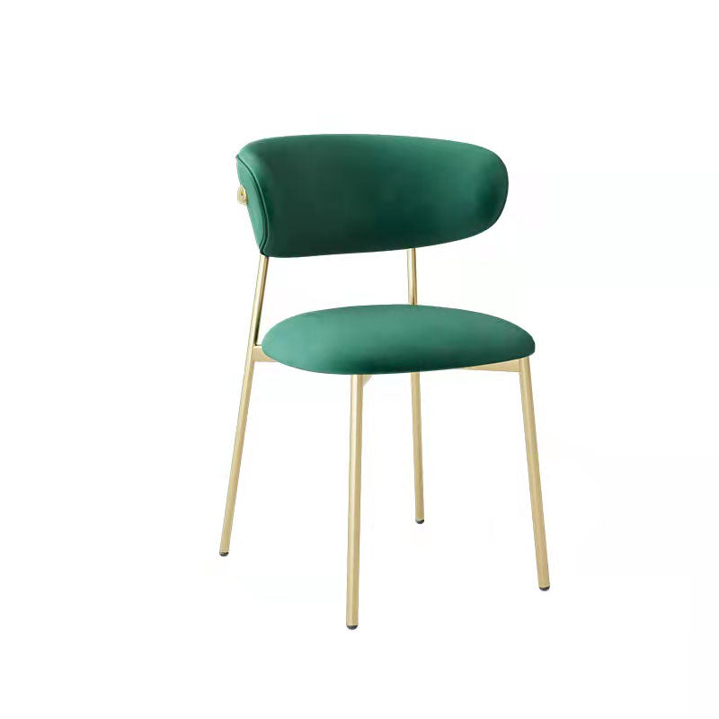 Glam Style Dining Chair Upholstered Open Back Dining Chair for Dining Room Green Gold 1 Piece Clearhalo 'Dining Chairs' 'Dining Tables & Seating' 'dining_chair' 'furn' 'furn_dining_chair' 'Furniture' 'furniture_dining_chair' 'Kitchen & Dining Furniture' 5004619
