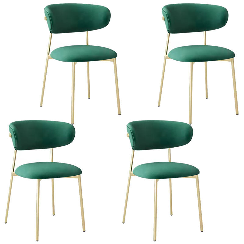 Glam Style Dining Chair Upholstered Open Back Dining Chair for Dining Room Green Gold 4 Piece Set Clearhalo 'Dining Chairs' 'Dining Tables & Seating' 'dining_chair' 'furn' 'furn_dining_chair' 'Furniture' 'furniture_dining_chair' 'Kitchen & Dining Furniture' 5004621