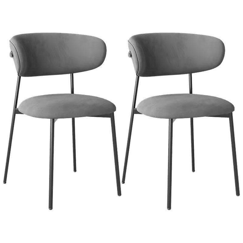 Glam Style Dining Chair Upholstered Open Back Dining Chair for Dining Room Black Gray 2 Piece Set Clearhalo 'Dining Chairs' 'Dining Tables & Seating' 'dining_chair' 'furn' 'furn_dining_chair' 'Furniture' 'furniture_dining_chair' 'Kitchen & Dining Furniture' 5004623