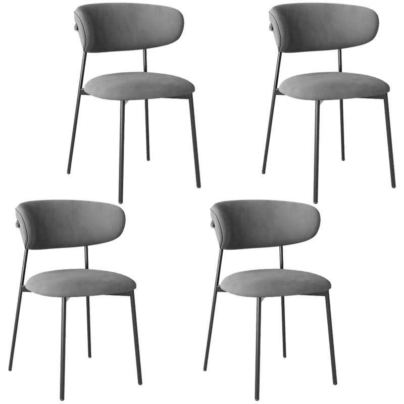 Glam Style Dining Chair Upholstered Open Back Dining Chair for Dining Room Black Gray 4 Piece Set Clearhalo 'Dining Chairs' 'Dining Tables & Seating' 'dining_chair' 'furn' 'furn_dining_chair' 'Furniture' 'furniture_dining_chair' 'Kitchen & Dining Furniture' 5004624