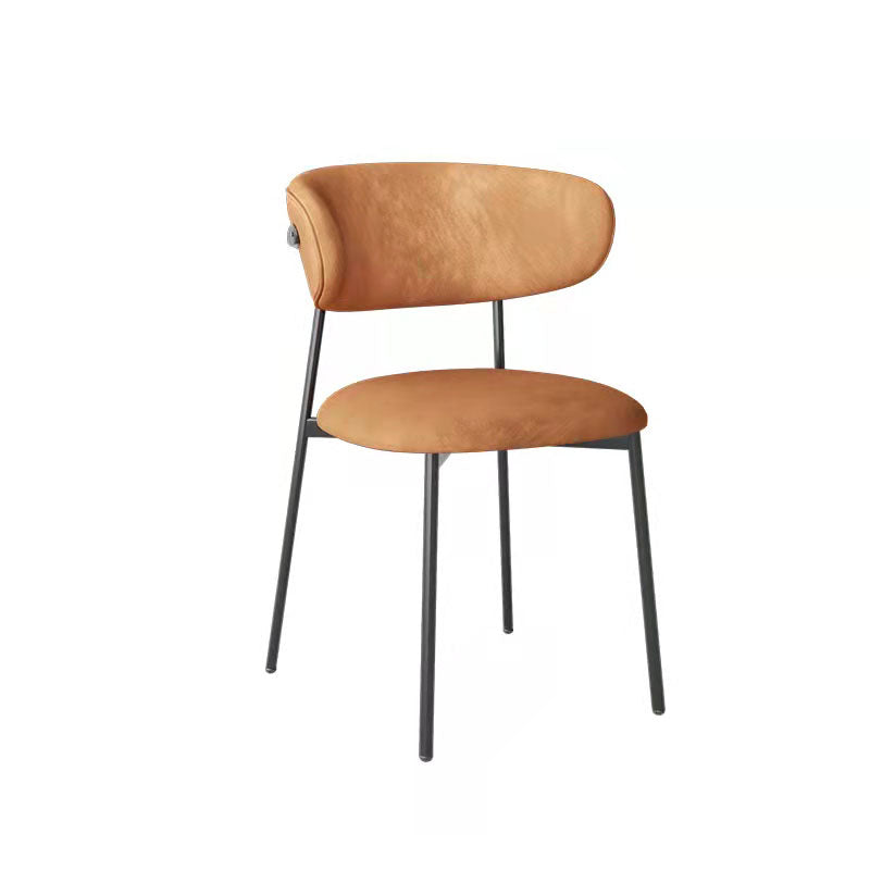 Glam Style Dining Chair Upholstered Open Back Dining Chair for Dining Room Black-Orange 1 Piece Clearhalo 'Dining Chairs' 'Dining Tables & Seating' 'dining_chair' 'furn' 'furn_dining_chair' 'Furniture' 'furniture_dining_chair' 'Kitchen & Dining Furniture' 5004625