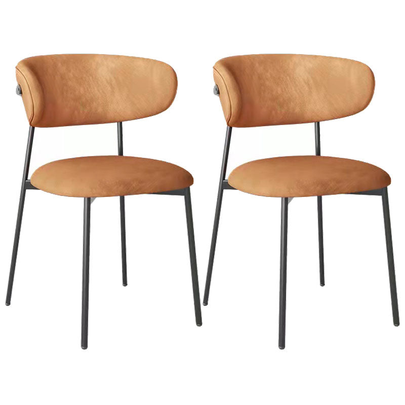 Glam Style Dining Chair Upholstered Open Back Dining Chair for Dining Room Black-Orange 2 Piece Set Clearhalo 'Dining Chairs' 'Dining Tables & Seating' 'dining_chair' 'furn' 'furn_dining_chair' 'Furniture' 'furniture_dining_chair' 'Kitchen & Dining Furniture' 5004626