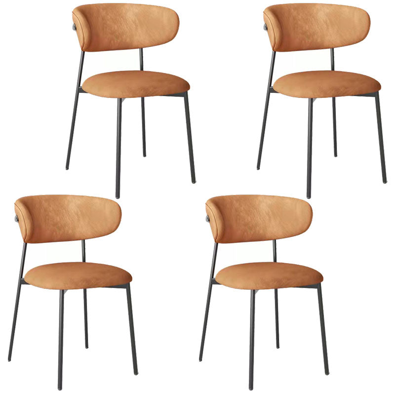 Glam Style Dining Chair Upholstered Open Back Dining Chair for Dining Room Black-Orange 4 Piece Set Clearhalo 'Dining Chairs' 'Dining Tables & Seating' 'dining_chair' 'furn' 'furn_dining_chair' 'Furniture' 'furniture_dining_chair' 'Kitchen & Dining Furniture' 5004627