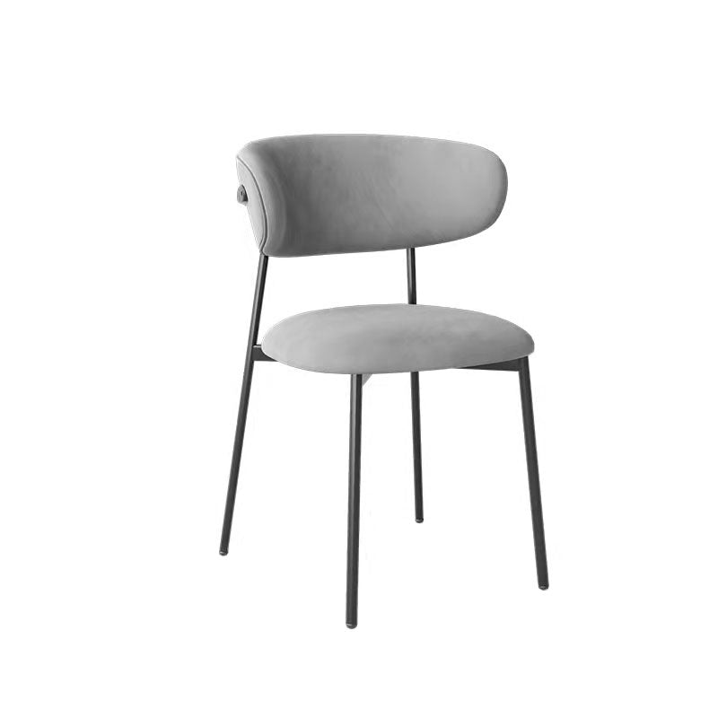 Glam Style Dining Chair Upholstered Open Back Dining Chair for Dining Room Black-Gray 1 Piece Clearhalo 'Dining Chairs' 'Dining Tables & Seating' 'dining_chair' 'furn' 'furn_dining_chair' 'Furniture' 'furniture_dining_chair' 'Kitchen & Dining Furniture' 5004628