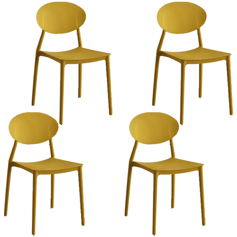 Modern Style Side Chair Plastic Open Back Dining Chair for Kitchen Yellow 4 Piece Set Clearhalo 'Dining Chairs' 'Dining Tables & Seating' 'dining_chair' 'furn' 'furn_dining_chair' 'Furniture' 'furniture_dining_chair' 'Kitchen & Dining Furniture' 5004641
