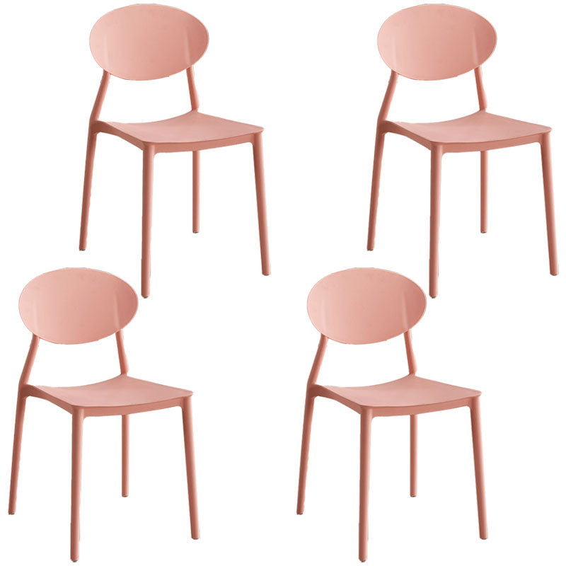 Modern Style Side Chair Plastic Open Back Dining Chair for Kitchen Pink 4 Piece Set Clearhalo 'Dining Chairs' 'Dining Tables & Seating' 'dining_chair' 'furn' 'furn_dining_chair' 'Furniture' 'furniture_dining_chair' 'Kitchen & Dining Furniture' 5004650