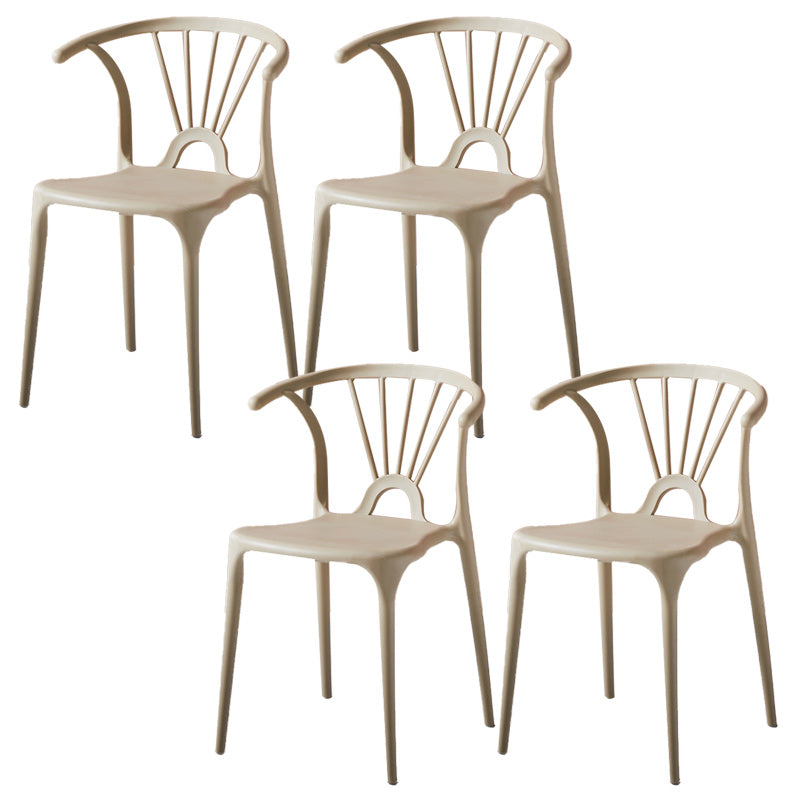 Scandinavian Plastic Indoor-Outdoor Chair Windsor Back Side Chair Camel 4 Piece Set Clearhalo 'Dining Chairs' 'Dining Tables & Seating' 'dining_chair' 'furn' 'furn_dining_chair' 'Furniture' 'furniture_dining_chair' 'Kitchen & Dining Furniture' 5004681