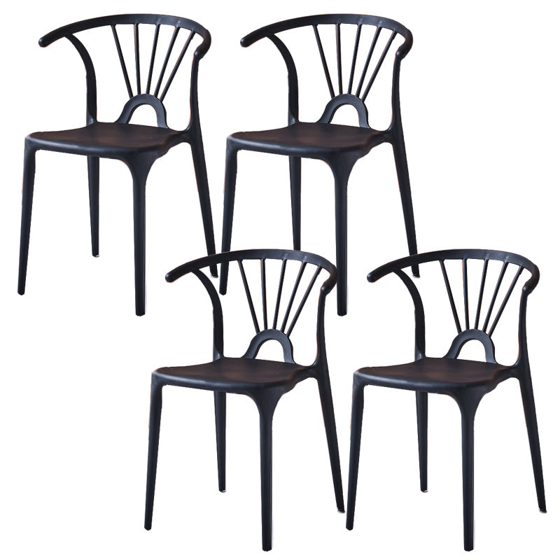 Scandinavian Plastic Indoor-Outdoor Chair Windsor Back Side Chair Black 4 Piece Set Clearhalo 'Dining Chairs' 'Dining Tables & Seating' 'dining_chair' 'furn' 'furn_dining_chair' 'Furniture' 'furniture_dining_chair' 'Kitchen & Dining Furniture' 5004685