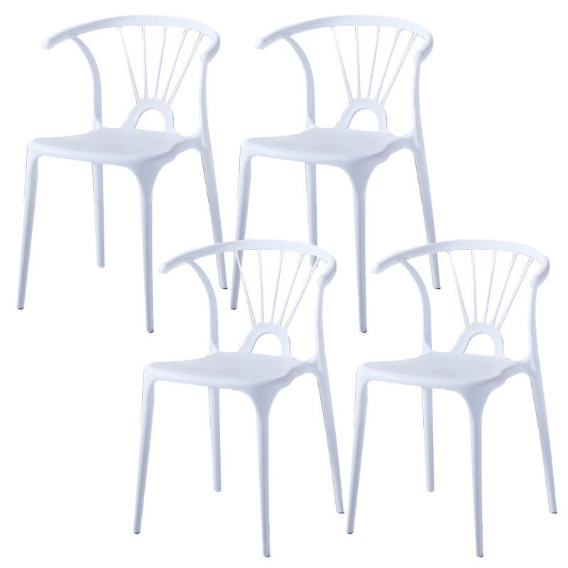 Scandinavian Plastic Indoor-Outdoor Chair Windsor Back Side Chair White 4 Piece Set Clearhalo 'Dining Chairs' 'Dining Tables & Seating' 'dining_chair' 'furn' 'furn_dining_chair' 'Furniture' 'furniture_dining_chair' 'Kitchen & Dining Furniture' 5004690