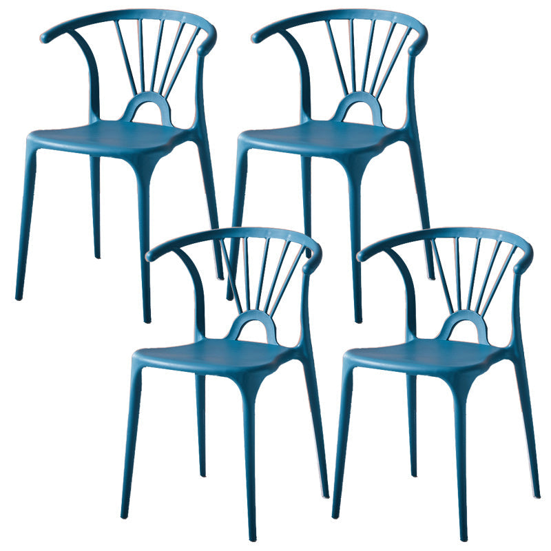 Scandinavian Plastic Indoor-Outdoor Chair Windsor Back Side Chair Dark Blue 4 Piece Set Clearhalo 'Dining Chairs' 'Dining Tables & Seating' 'dining_chair' 'furn' 'furn_dining_chair' 'Furniture' 'furniture_dining_chair' 'Kitchen & Dining Furniture' 5004697