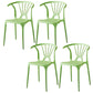 Scandinavian Plastic Indoor-Outdoor Chair Windsor Back Side Chair Light Green 4 Piece Set Clearhalo 'Dining Chairs' 'Dining Tables & Seating' 'dining_chair' 'furn' 'furn_dining_chair' 'Furniture' 'furniture_dining_chair' 'Kitchen & Dining Furniture' 5004700