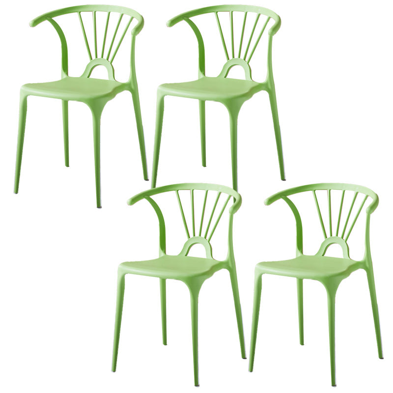 Scandinavian Plastic Indoor-Outdoor Chair Windsor Back Side Chair Light Green 4 Piece Set Clearhalo 'Dining Chairs' 'Dining Tables & Seating' 'dining_chair' 'furn' 'furn_dining_chair' 'Furniture' 'furniture_dining_chair' 'Kitchen & Dining Furniture' 5004700