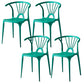 Scandinavian Plastic Indoor-Outdoor Chair Windsor Back Side Chair Dark Green 4 Piece Set Clearhalo 'Dining Chairs' 'Dining Tables & Seating' 'dining_chair' 'furn' 'furn_dining_chair' 'Furniture' 'furniture_dining_chair' 'Kitchen & Dining Furniture' 5004703