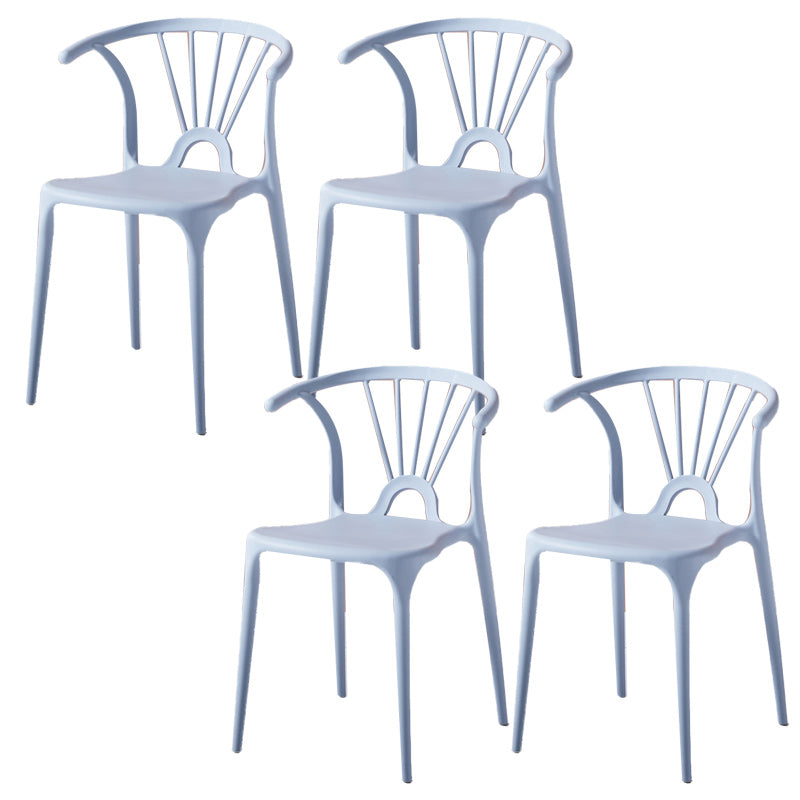 Scandinavian Plastic Indoor-Outdoor Chair Windsor Back Side Chair Light Gray 4 Piece Set Clearhalo 'Dining Chairs' 'Dining Tables & Seating' 'dining_chair' 'furn' 'furn_dining_chair' 'Furniture' 'furniture_dining_chair' 'Kitchen & Dining Furniture' 5004704