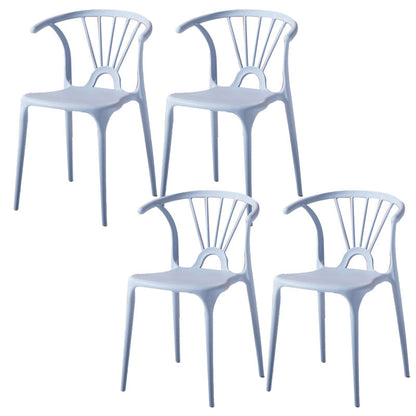 Scandinavian Plastic Indoor-Outdoor Chair Windsor Back Side Chair Light Gray 4 Piece Set Clearhalo 'Dining Chairs' 'Dining Tables & Seating' 'dining_chair' 'furn' 'furn_dining_chair' 'Furniture' 'furniture_dining_chair' 'Kitchen & Dining Furniture' 5004704