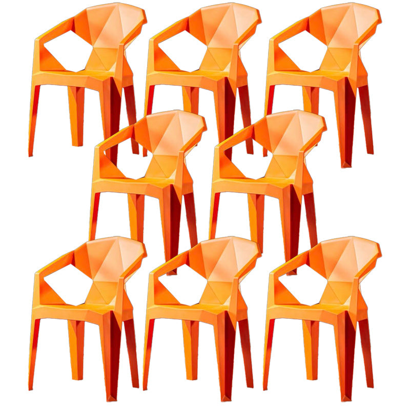 Modern Style Arm Chair Plastic Indoor Stackable Dining Chair Orange 8 Piece Set Clearhalo 'Dining Chairs' 'Dining Tables & Seating' 'dining_chair' 'furn' 'furn_dining_chair' 'Furniture' 'furniture_dining_chair' 'Kitchen & Dining Furniture' 5004710
