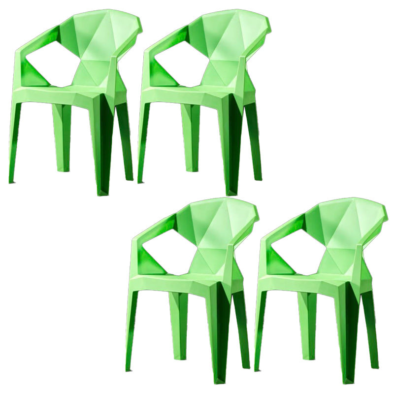 Modern Style Arm Chair Plastic Indoor Stackable Dining Chair Green 4 Piece Set Clearhalo 'Dining Chairs' 'Dining Tables & Seating' 'dining_chair' 'furn' 'furn_dining_chair' 'Furniture' 'furniture_dining_chair' 'Kitchen & Dining Furniture' 5004712