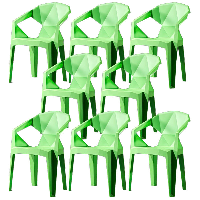 Modern Style Arm Chair Plastic Indoor Stackable Dining Chair Green 8 Piece Set Clearhalo 'Dining Chairs' 'Dining Tables & Seating' 'dining_chair' 'furn' 'furn_dining_chair' 'Furniture' 'furniture_dining_chair' 'Kitchen & Dining Furniture' 5004713