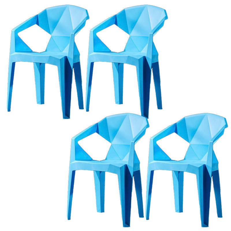 Modern Style Arm Chair Plastic Indoor Stackable Dining Chair Blue 4 Piece Set Clearhalo 'Dining Chairs' 'Dining Tables & Seating' 'dining_chair' 'furn' 'furn_dining_chair' 'Furniture' 'furniture_dining_chair' 'Kitchen & Dining Furniture' 5004715
