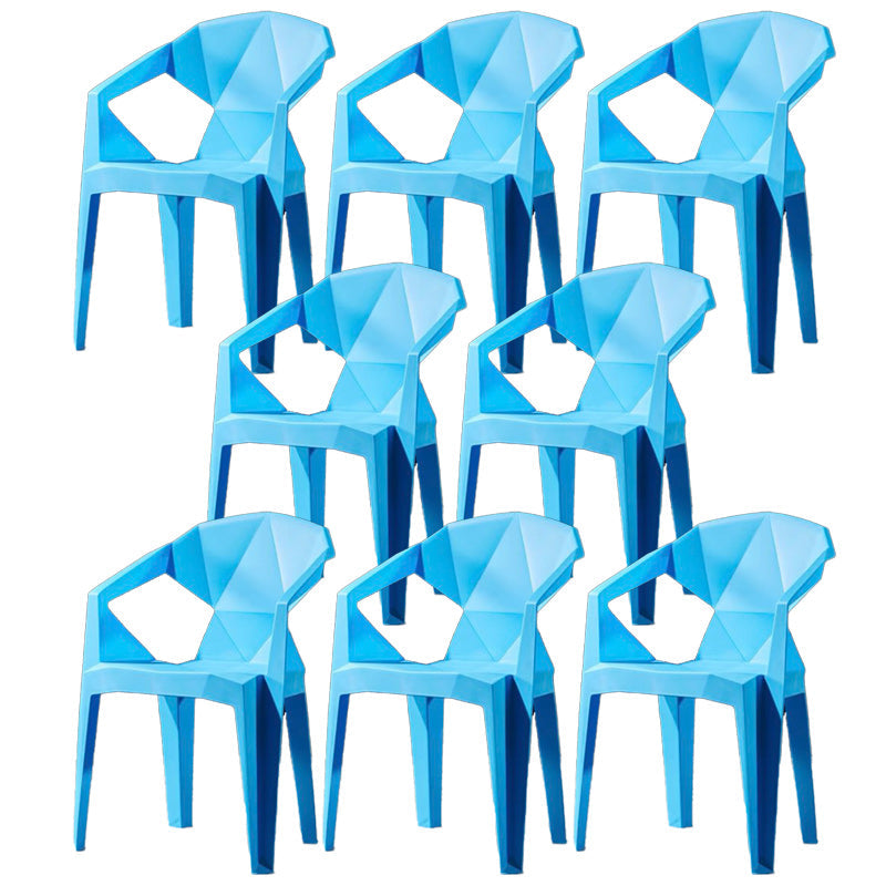 Modern Style Arm Chair Plastic Indoor Stackable Dining Chair Blue 8 Piece Set Clearhalo 'Dining Chairs' 'Dining Tables & Seating' 'dining_chair' 'furn' 'furn_dining_chair' 'Furniture' 'furniture_dining_chair' 'Kitchen & Dining Furniture' 5004717