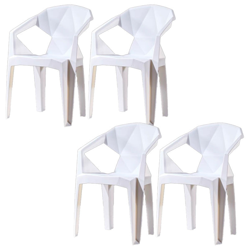 Modern Style Arm Chair Plastic Indoor Stackable Dining Chair White 4 Piece Set Clearhalo 'Dining Chairs' 'Dining Tables & Seating' 'dining_chair' 'furn' 'furn_dining_chair' 'Furniture' 'furniture_dining_chair' 'Kitchen & Dining Furniture' 5004719