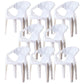 Modern Style Arm Chair Plastic Indoor Stackable Dining Chair White 8 Piece Set Clearhalo 'Dining Chairs' 'Dining Tables & Seating' 'dining_chair' 'furn' 'furn_dining_chair' 'Furniture' 'furniture_dining_chair' 'Kitchen & Dining Furniture' 5004721
